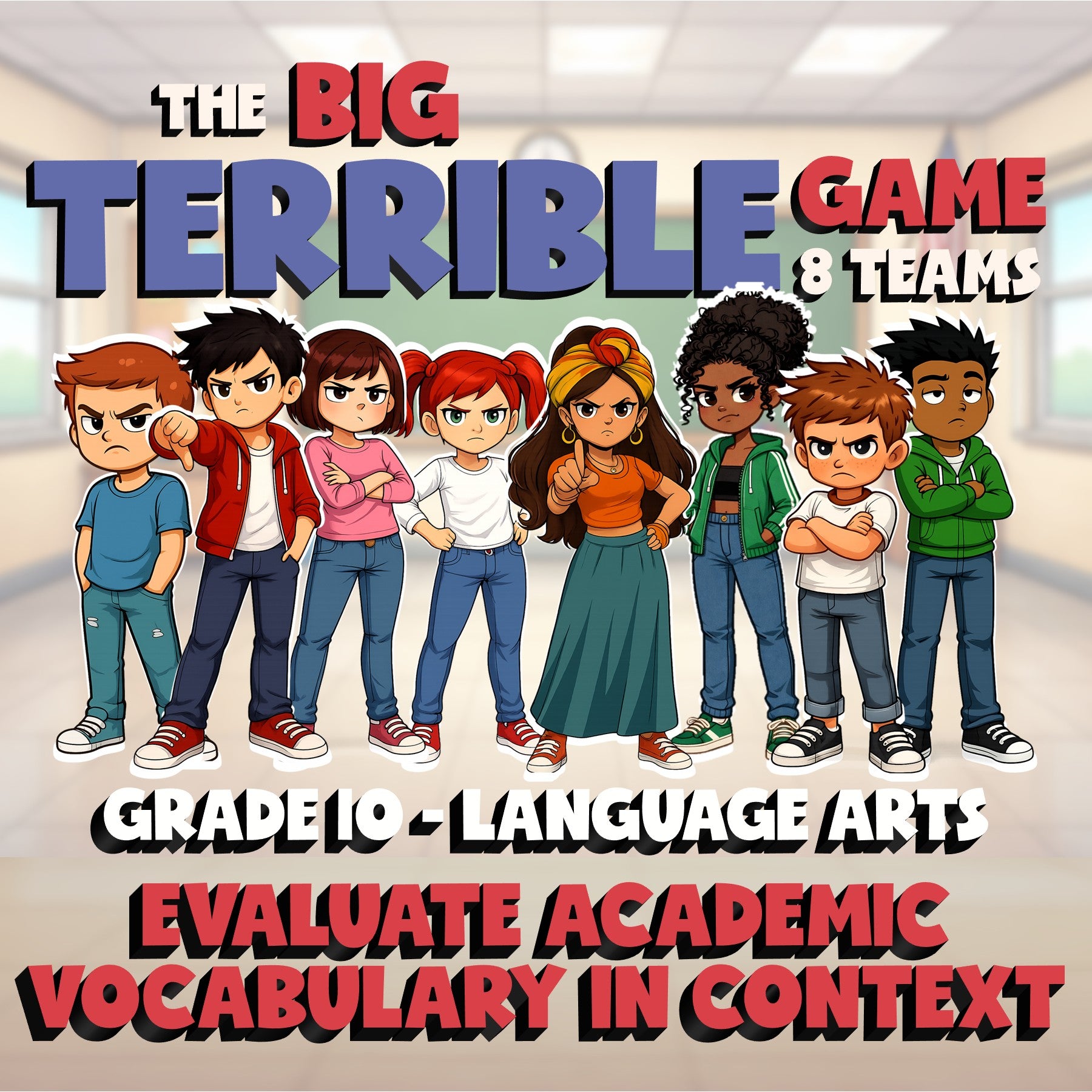 Evaluate Academic Vocabulary in Context BIG TERRIBLE GAME - Grade 10 ELA Review
