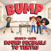 Round Decimals to Tenths BUMP Math Game - No Prep Grade 5 Review Activity