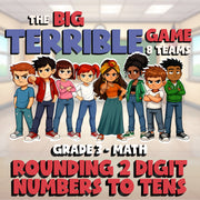 Rounding 2 Digit Numbers to Tens BIG TERRIBLE GAME - No Prep Grade 3 Math Review