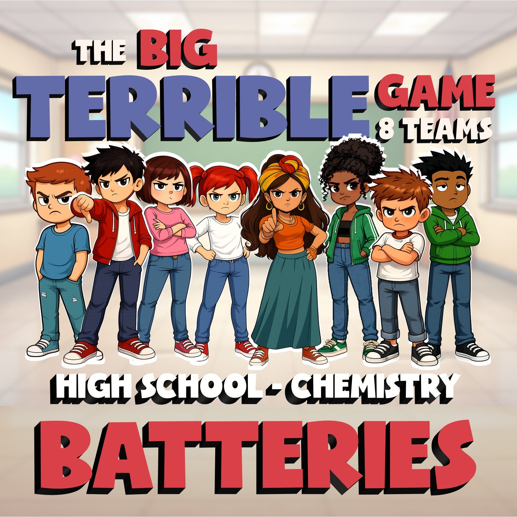 Batteries BIG TERRIBLE GAME - No Prep Chemistry Science Review Activity
