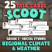 Regional Climate & Weather SCOOT TASK CARDS Socials Game - No Prep Grade 3