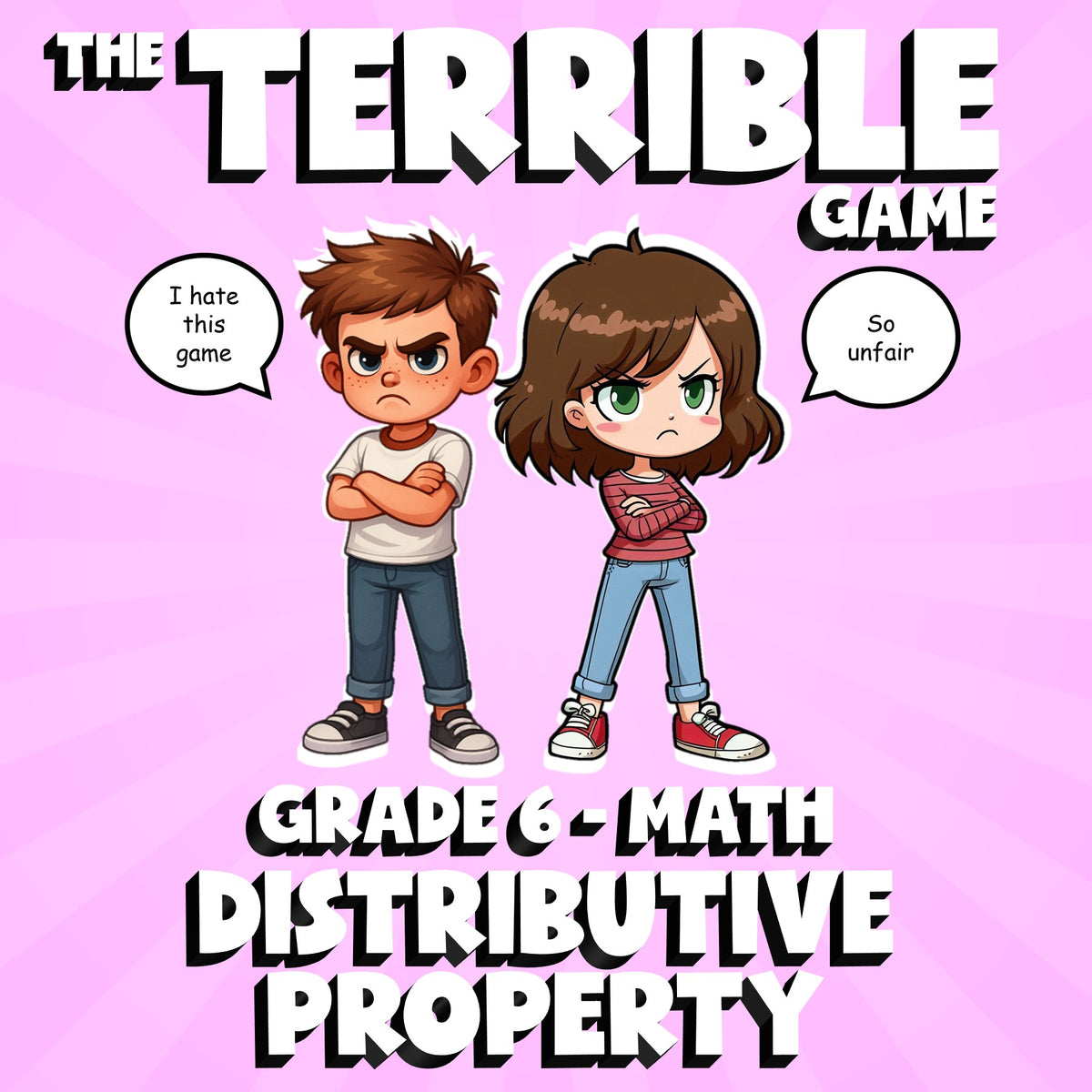 Distributive Property THE TERRIBLE GAME - No Prep Grade 6 Math Review Activity