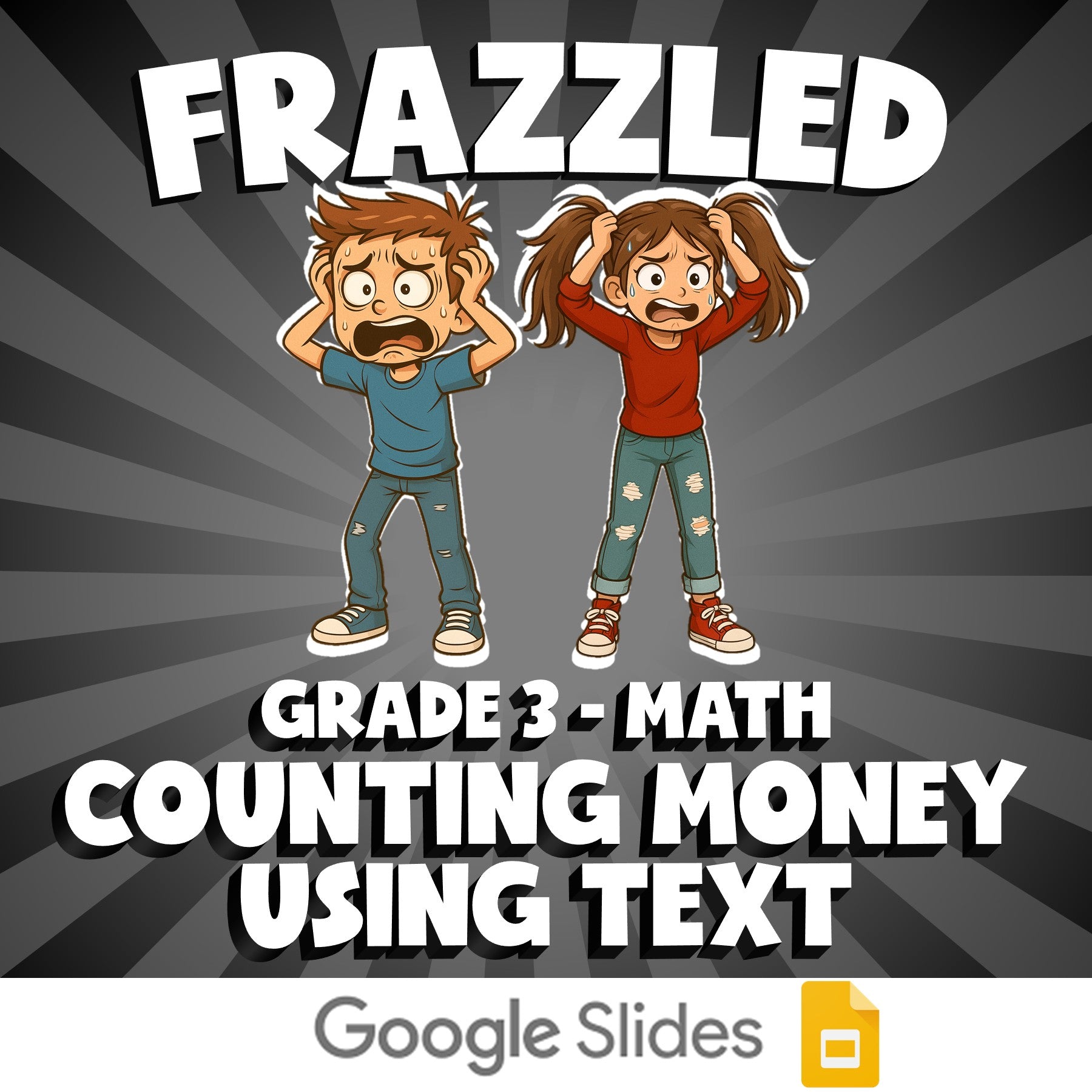 Counting Money Using Text FRAZZLED Math Game - No Prep Grade 3 Review Activity