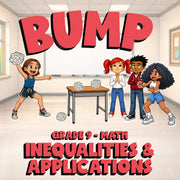 Inequalities & Applications BUMP Math Game - No Prep Grade 9 Review Activity