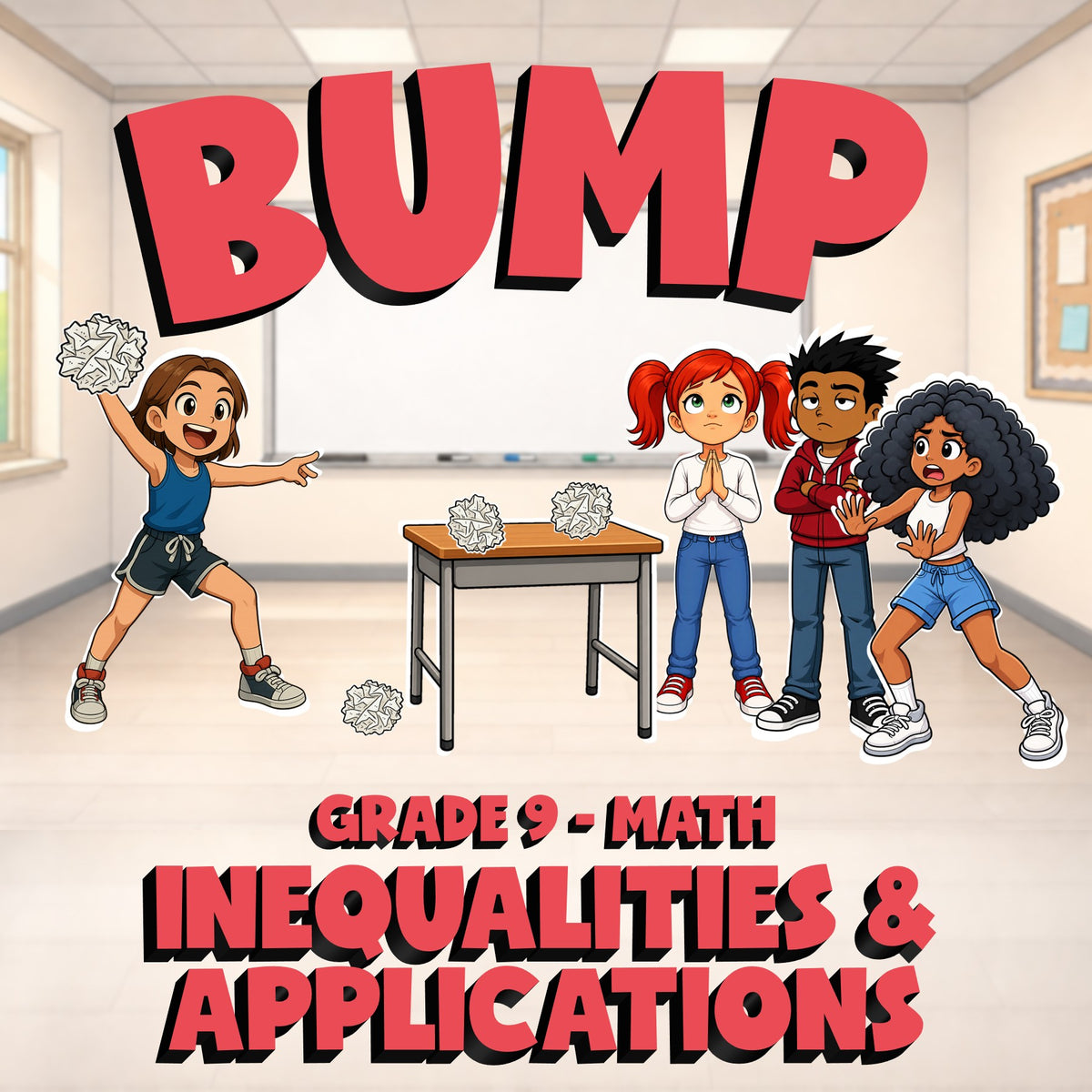 Inequalities & Applications BUMP Math Game - No Prep Grade 9 Review Activity