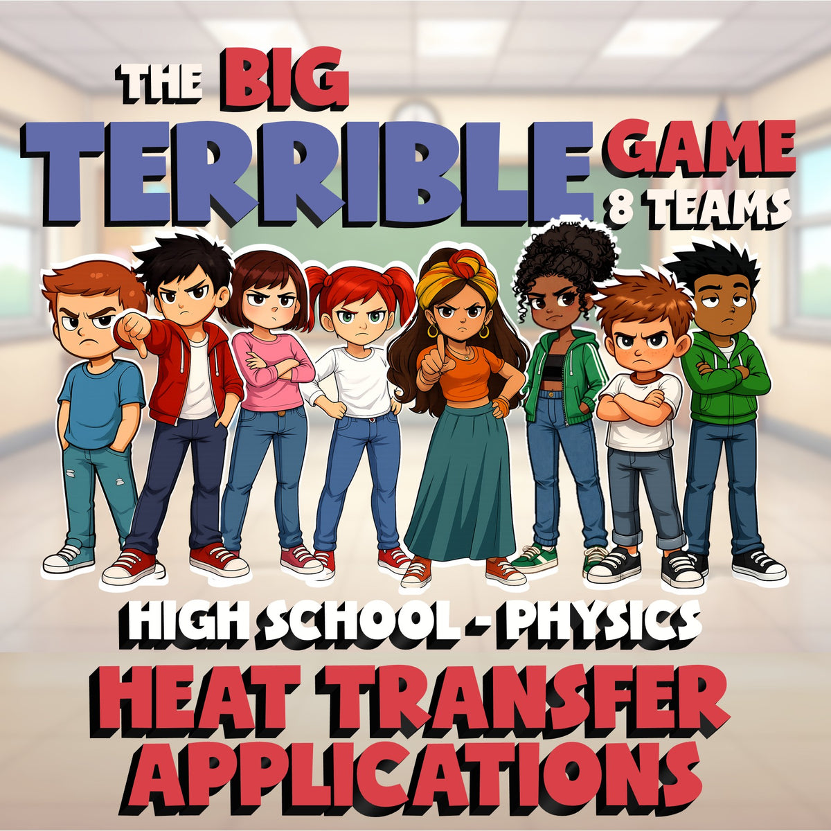 Heat Transfer Applications BIG TERRIBLE GAME - No Prep Physics Science Review