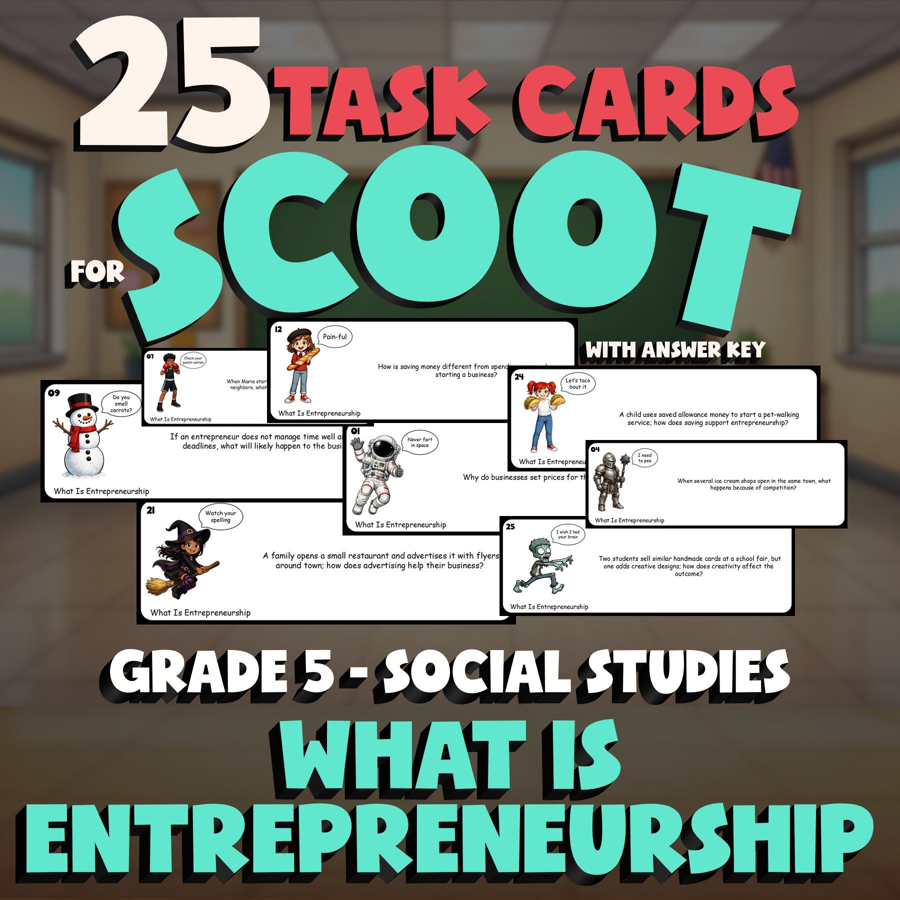 What Is Entrepreneurship SCOOT TASK CARDS Socials Game - No Prep Grade 5 Review