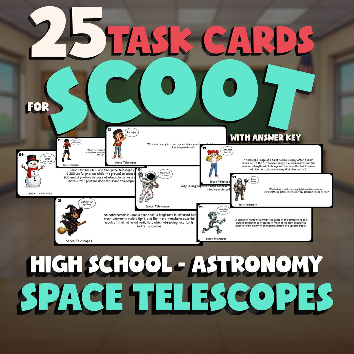 Space Telescopes SCOOT TASK CARDS Science Game - No Prep Astronomy Review