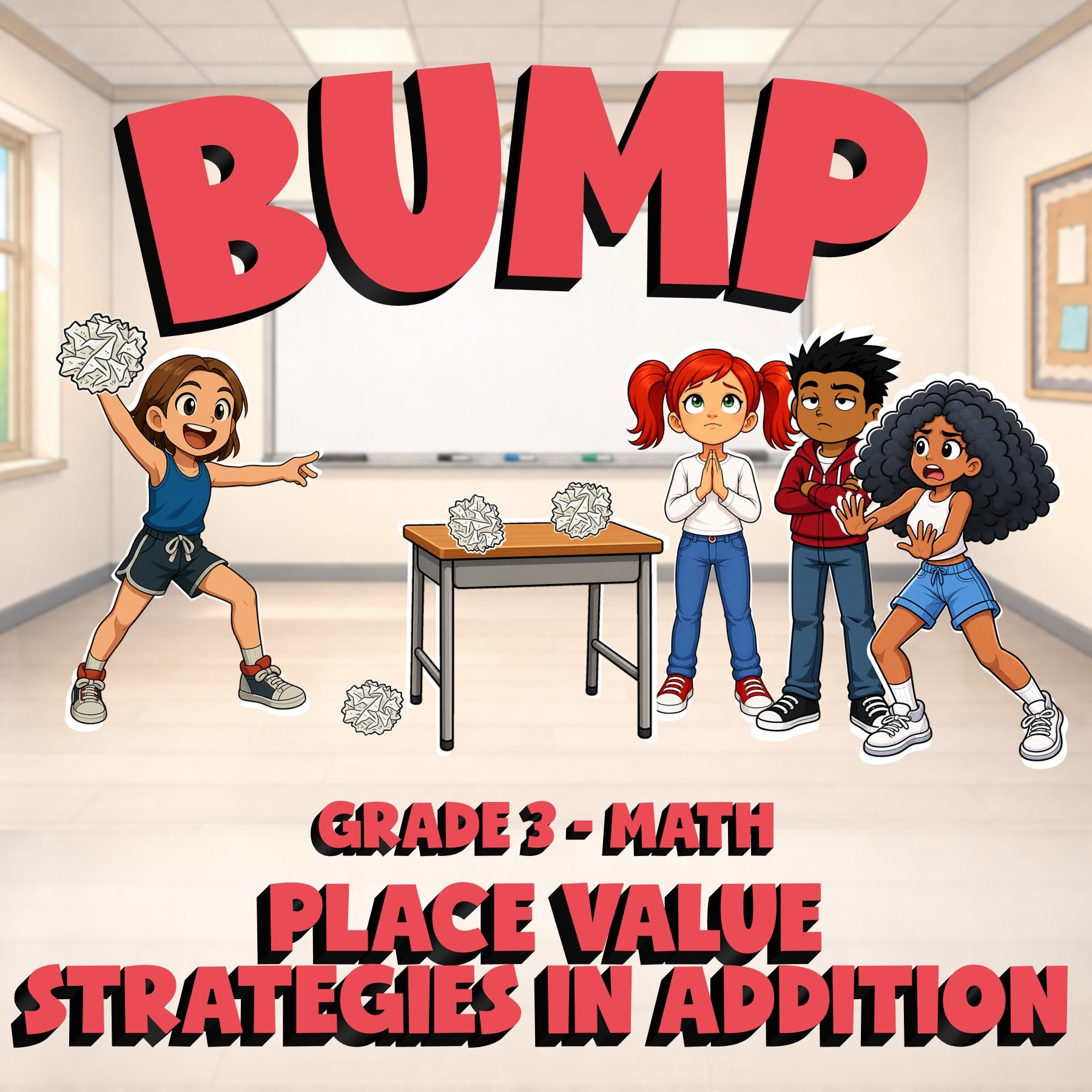 Place Value Strategies in Addition BUMP Math Game - No Prep Grade 3 Review