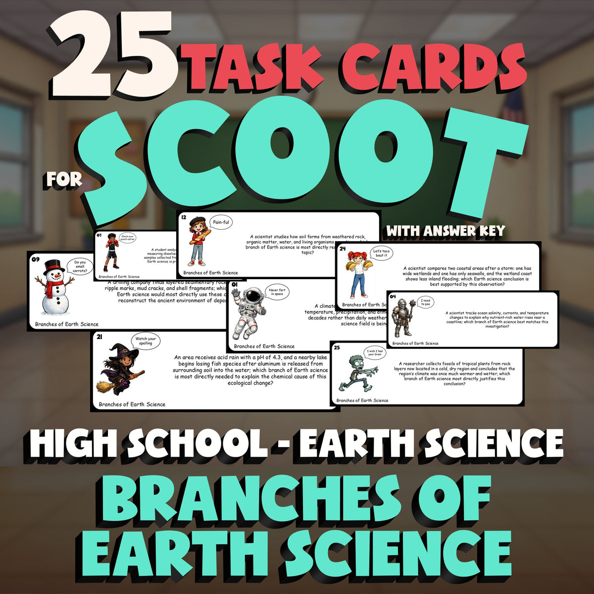 Branches of Earth Science SCOOT TASK CARDS Game - No Prep Earth Science Review