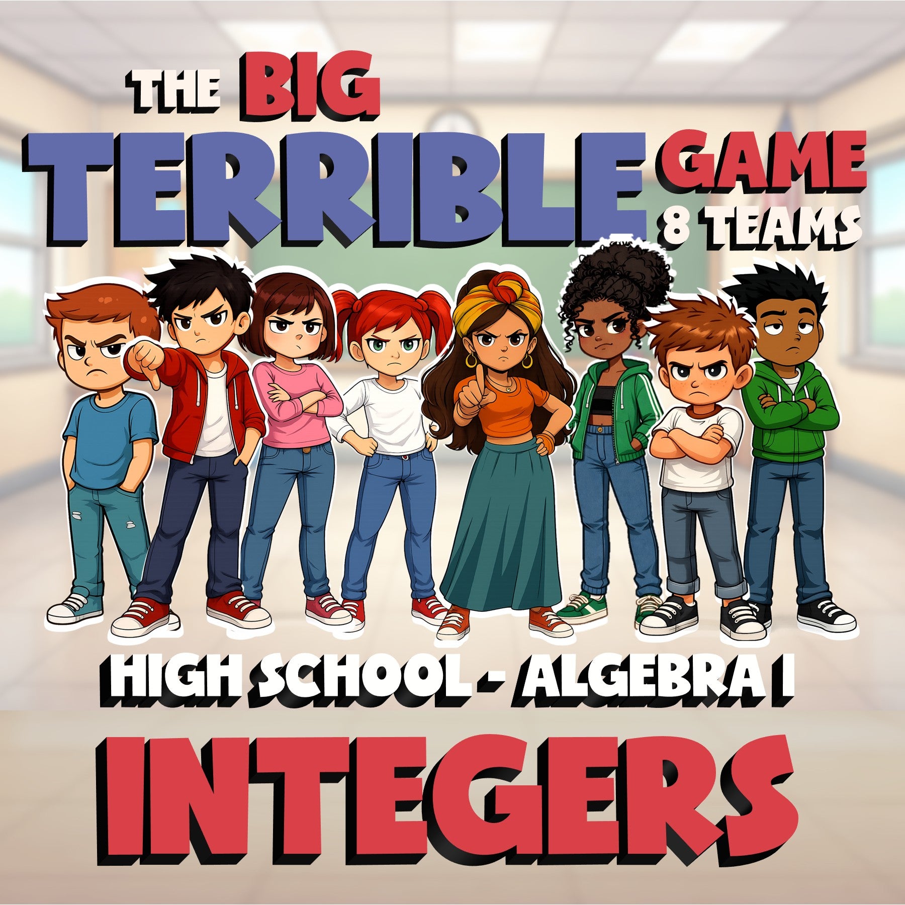 Integers BIG TERRIBLE GAME - No Prep Algebra 1 Math Review Activity