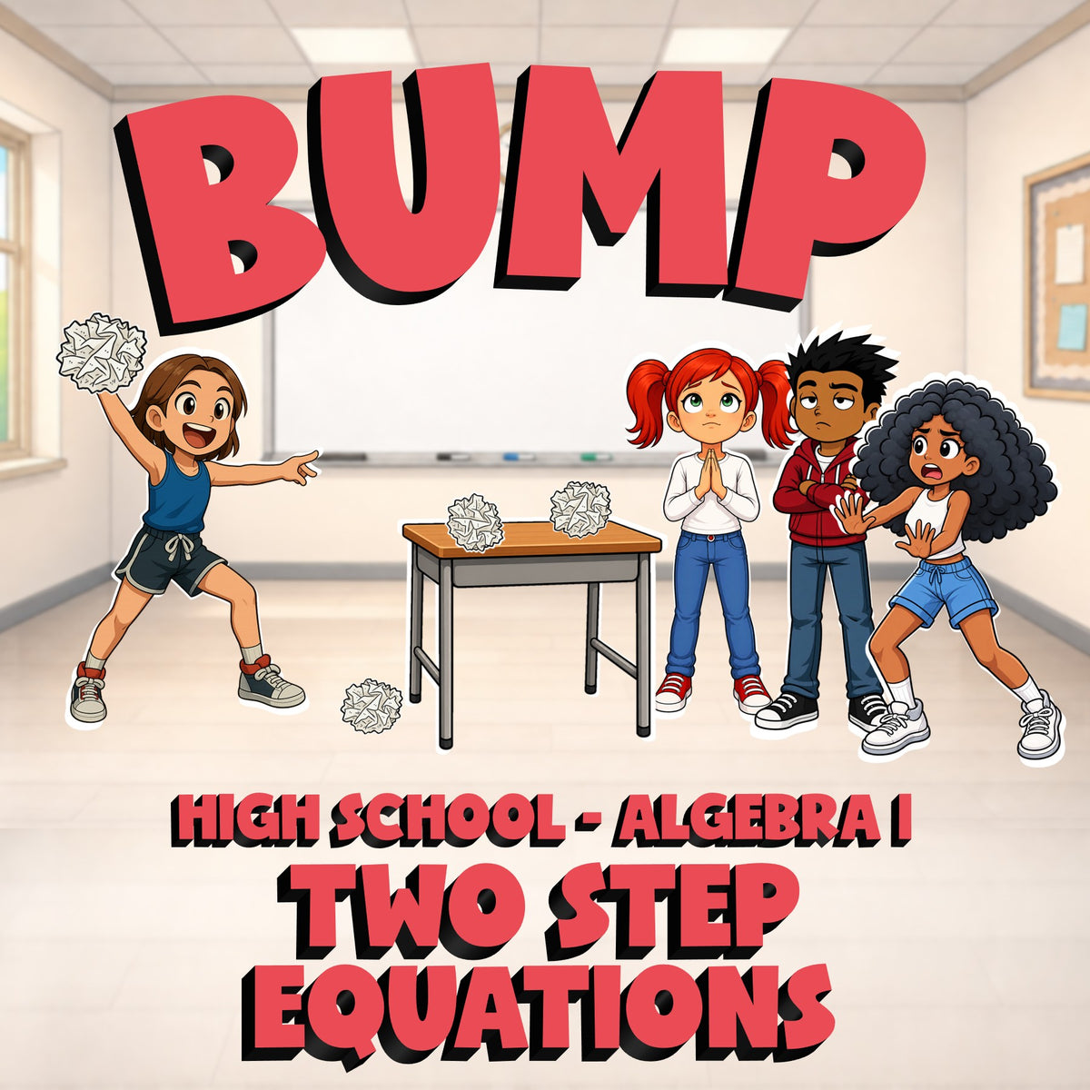 Two Step Equations BUMP Math Game - No Prep Algebra 1 Review Activity