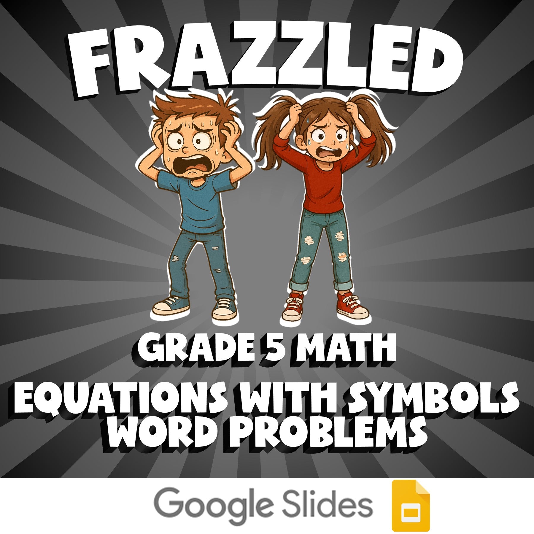 Equations with Symbols Word Problems FRAZZLED Math Game - No Prep Grade 5 Review