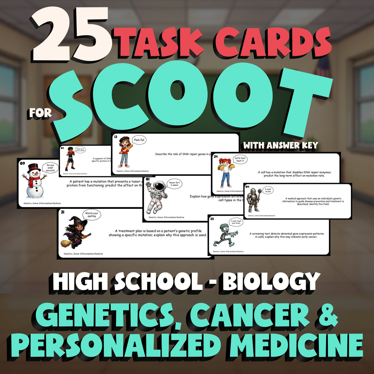 Genetics, Cancer & Personalized Medicine SCOOT TASK CARDS Science Game - Biology
