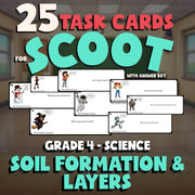 Soil Formation & Layers SCOOT TASK CARDS Science Game - No Prep Grade 4 Review