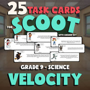 Velocity SCOOT TASK CARDS Science Game - No Prep Grade 9 Review Activity
