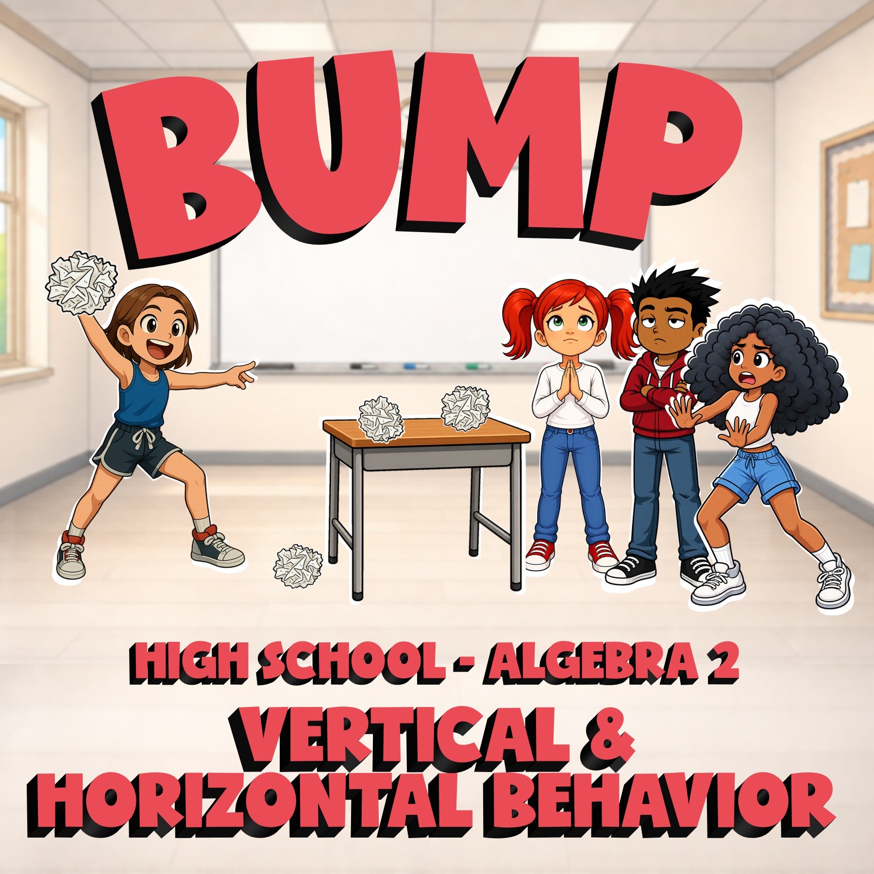 Vertical & Horizontal Behavior BUMP Math Game - No Prep Algebra 2 Review