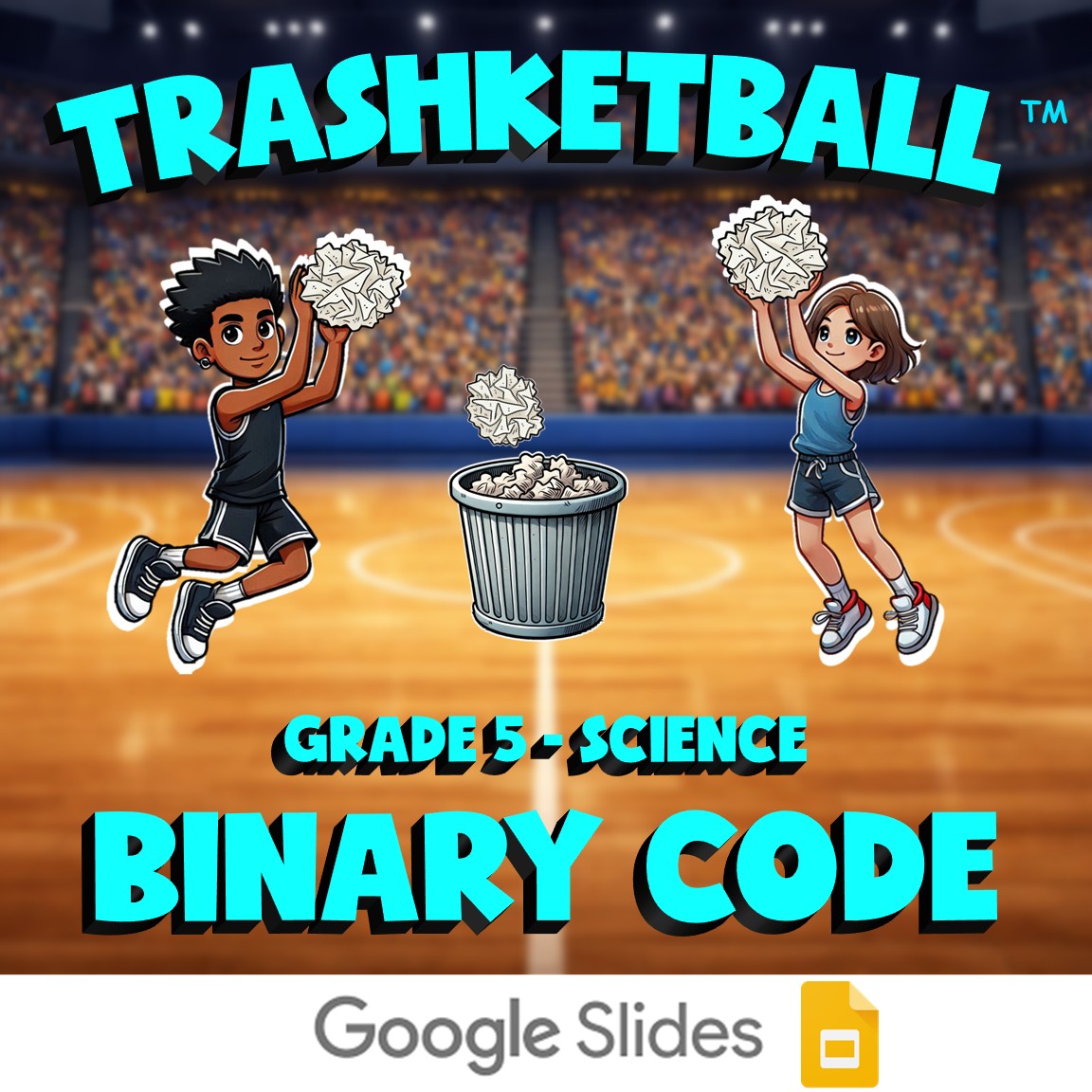 Binary Code TRASHKETBALL Science Game - No Prep Grade 5 Review Activity