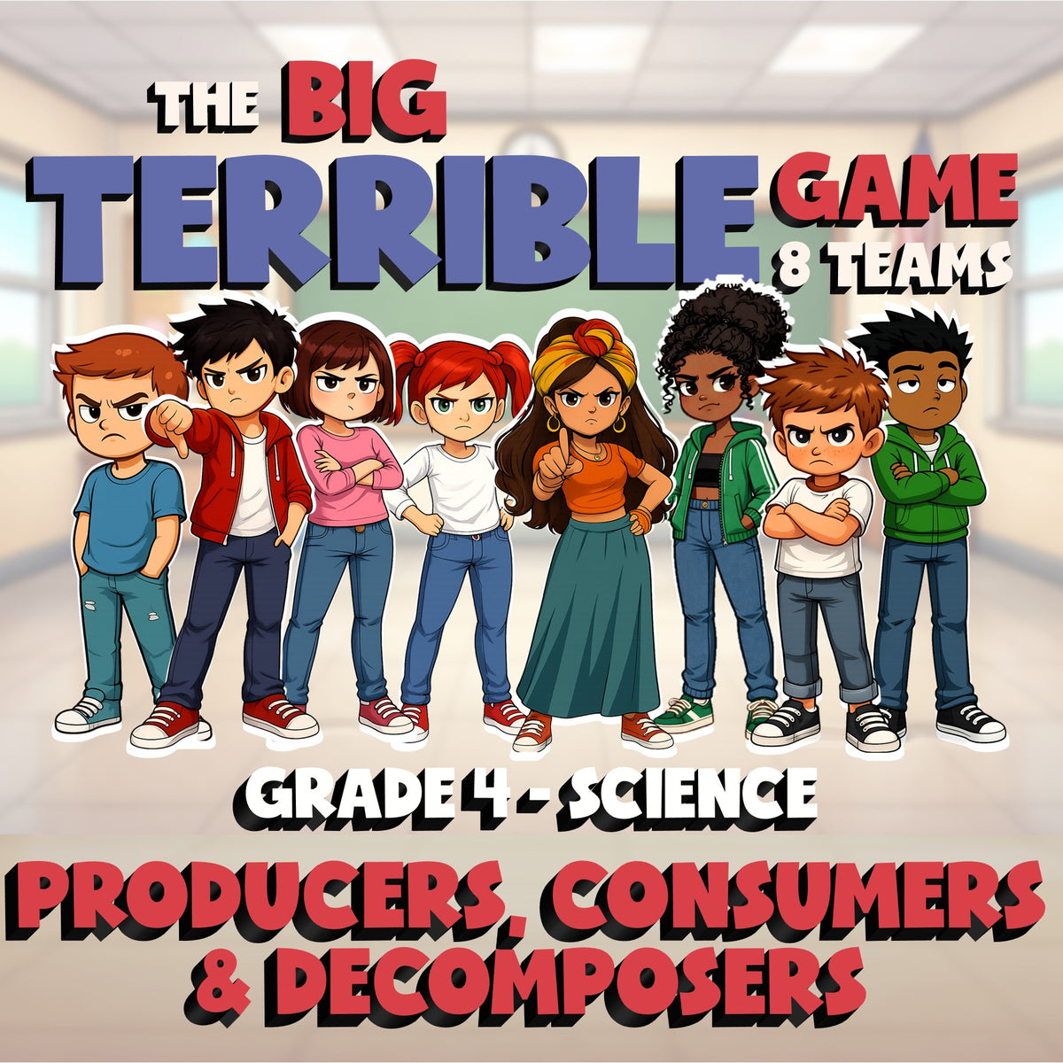 Producers, Consumers & Decomposers BIG TERRIBLE GAME - Grade 4 Science Review
