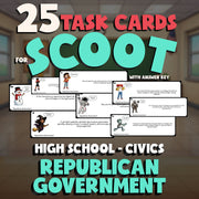 Republican Government SCOOT TASK CARDS Civics Game - No Prep Review Activity