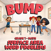 Surface Area Word Problems BUMP Math Game - No Prep Grade 7 Review Activity