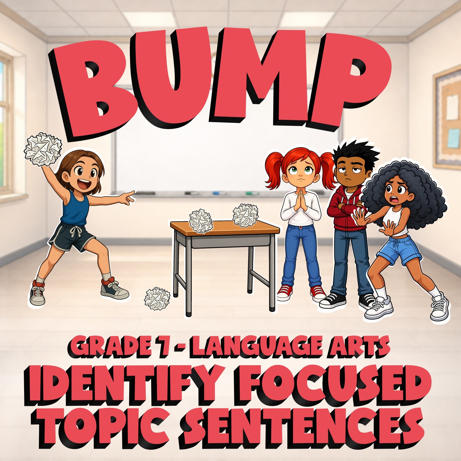 Identify Focused Topic Sentences BUMP ELA Game - No Prep Grade 7 Review Activity