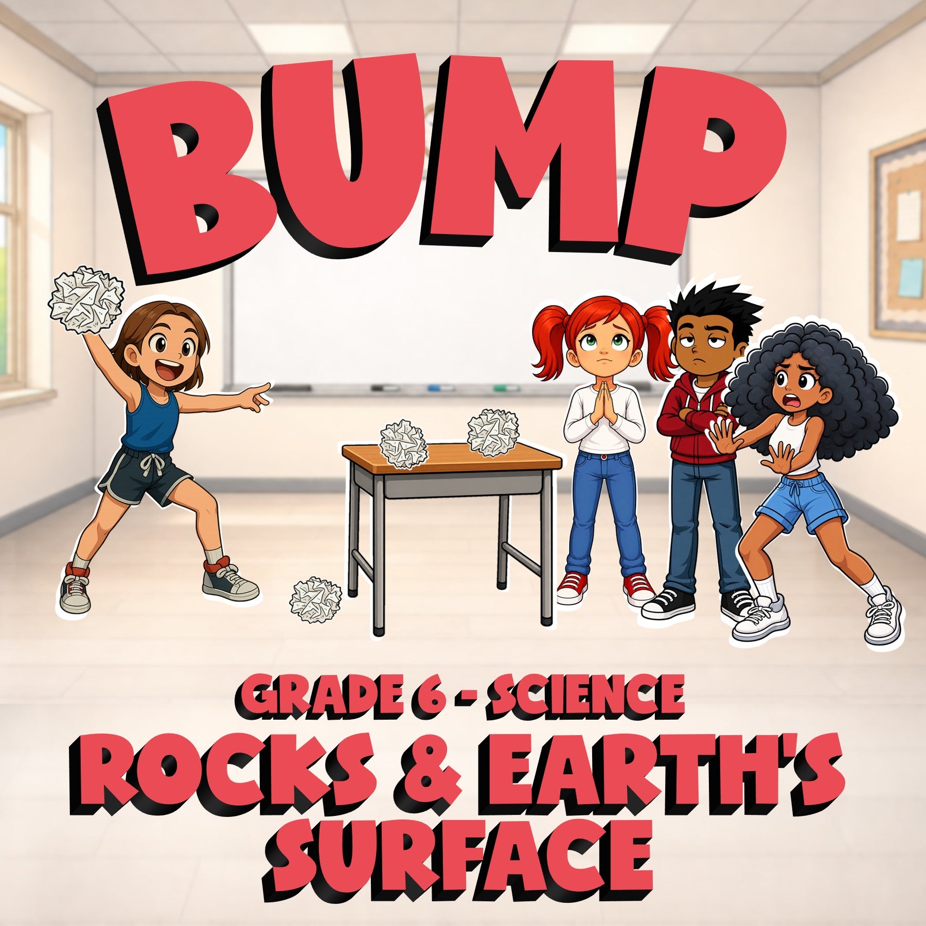Rocks & Earth's Surface BUMP Science Game - No Prep Grade 6 Review Activity