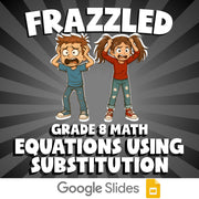 Equations Using Substitution FRAZZLED Math Game - No Prep Grade 8 Review