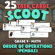 Order of Operations (PEMDAS) SCOOT TASK CARDS Math Game - No Prep Grade 9 Review
