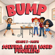 Solving Area Word Problems BUMP Math Game - No Prep Grade 3 Review Activity
