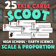 Scale & Proportion SCOOT TASK CARDS Game - No Prep Earth Science Review Activity