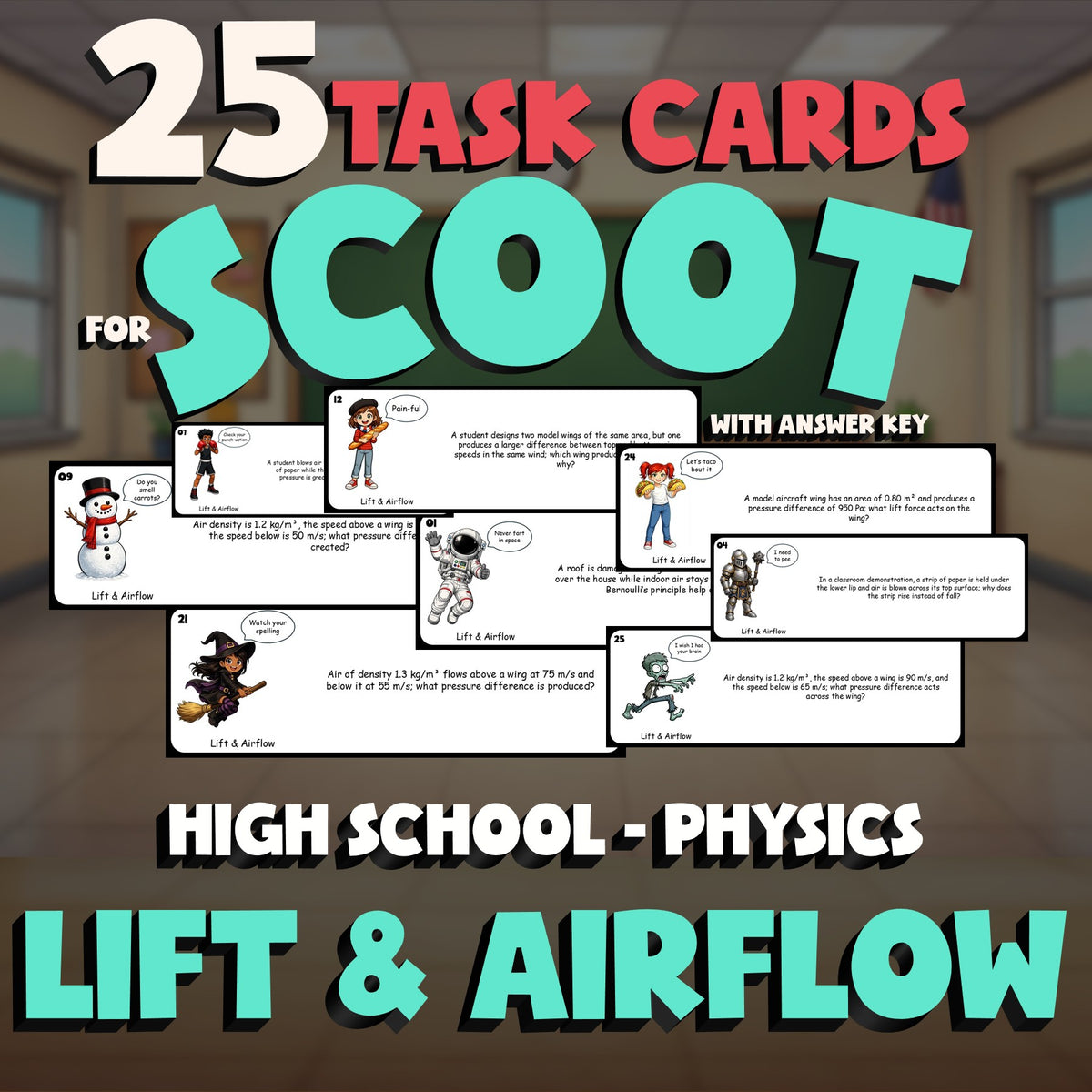 Lift & Airflow SCOOT TASK CARDS Science Game - No Prep Physics Review Activity