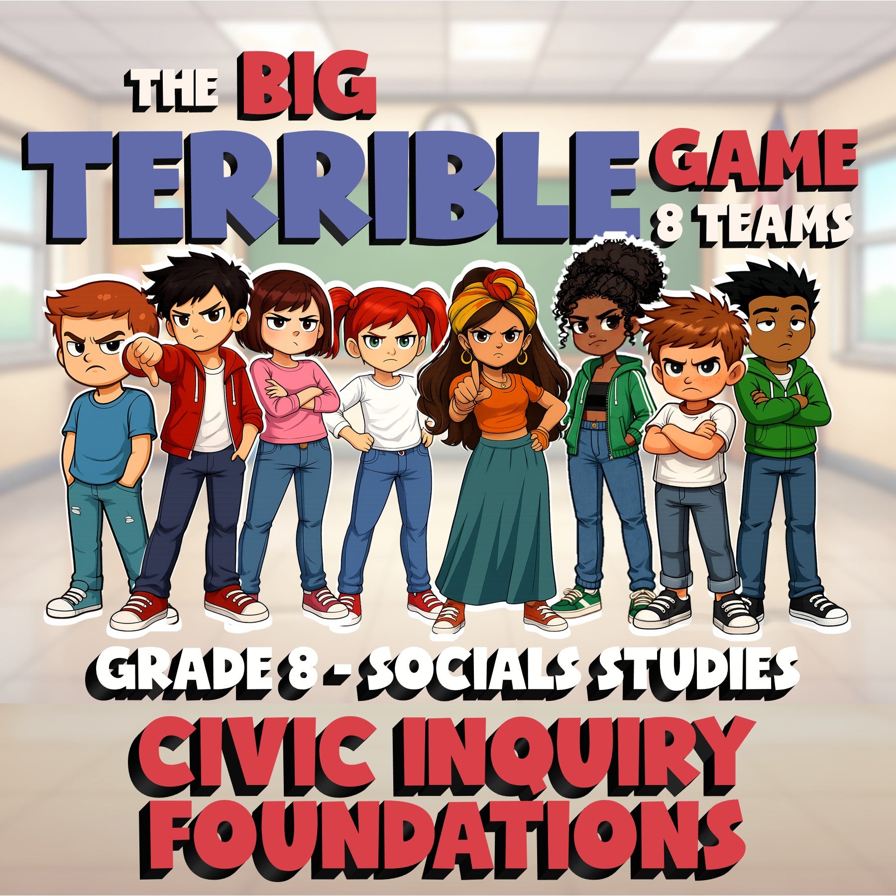 Civic Inquiry Foundations BIG TERRIBLE GAME - No Prep Grade 8 Socials Review