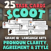 Pronoun Clarity, Agreement & Style SCOOT TASK CARDS ELA Game - No Prep Grade 10