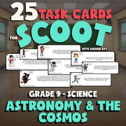 Astronomy & the Cosmos SCOOT TASK CARDS Science Game - No Prep Grade 9 Review