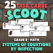 Systems of Equations by Inspection SCOOT TASK CARDS Math Game - No Prep Grade 8