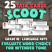 Evaluate Word Choice for Intended Tone SCOOT TASK CARDS ELA Game - Grade 10