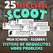 Systems of Inequalities Word Problems SCOOT TASK CARDS Math Game - Algebra 1