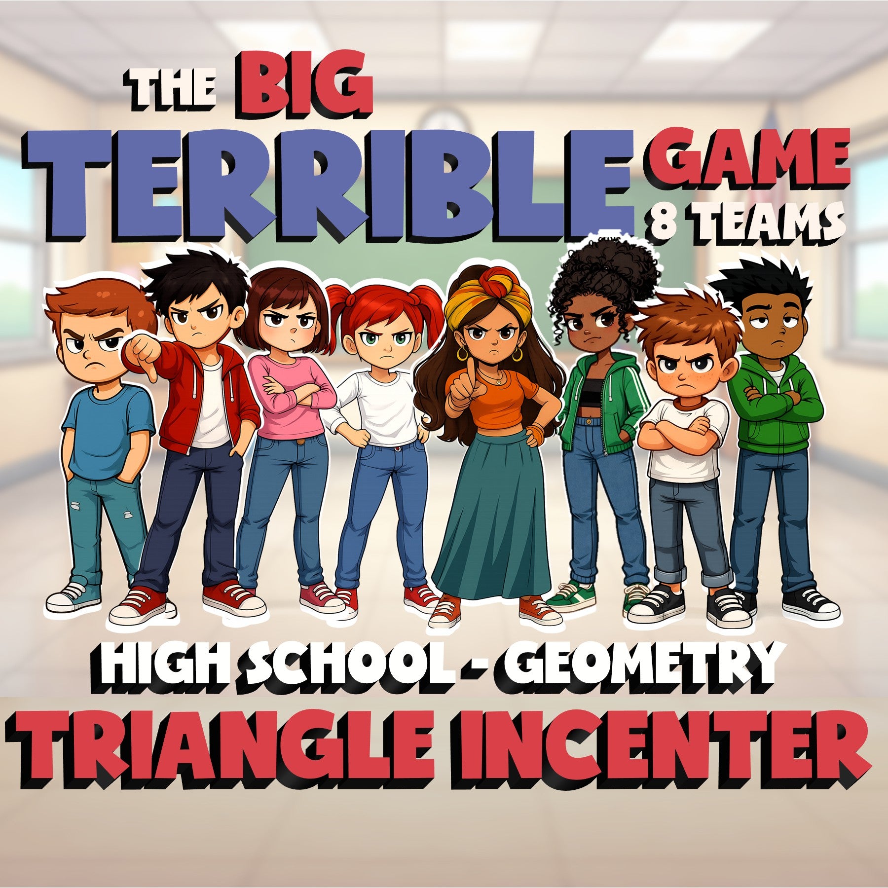 Triangle Incenter BIG TERRIBLE GAME - No Prep Geometry Math Review Activity