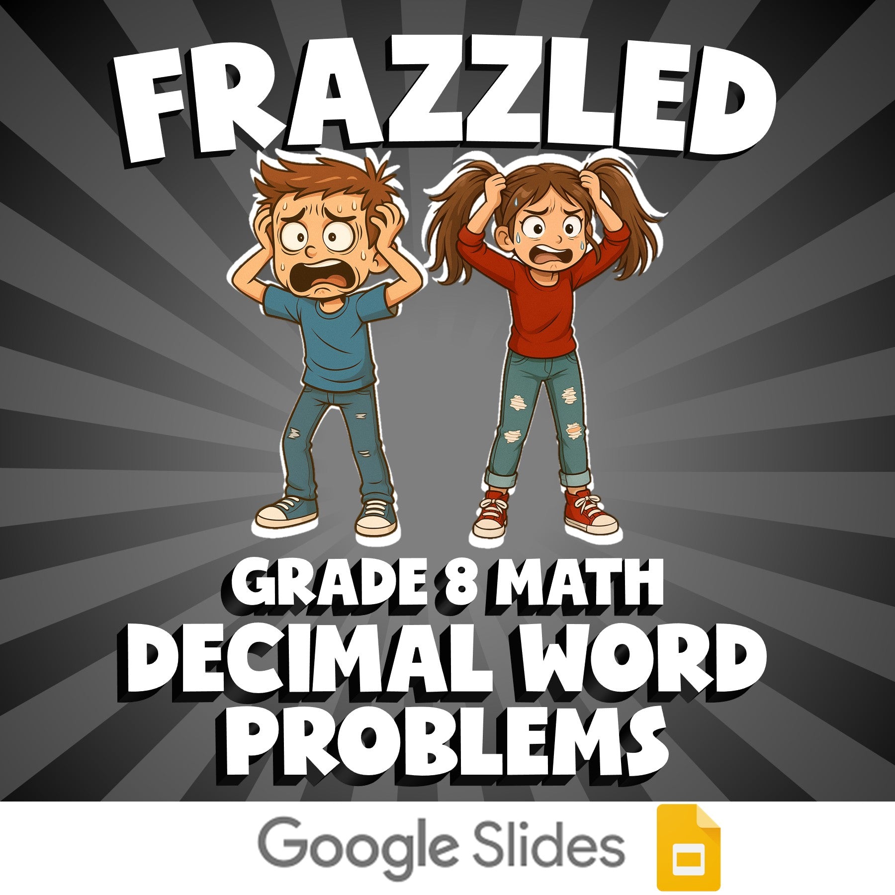 Decimal Word Problems FRAZZLED Math Game - No Prep Grade 8 Review Activity