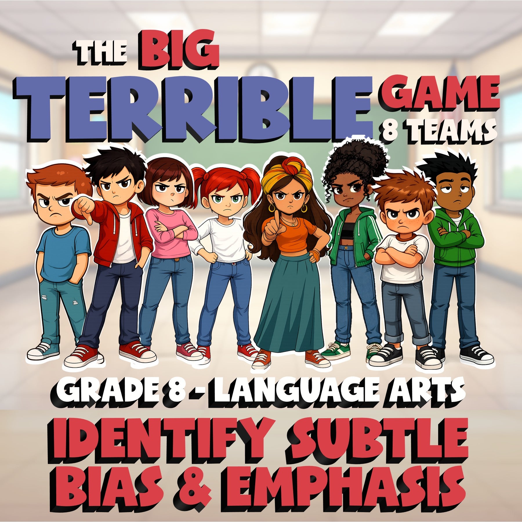 Identify Subtle Bias & Emphasis BIG TERRIBLE GAME - No Prep Grade 8 ELA Review