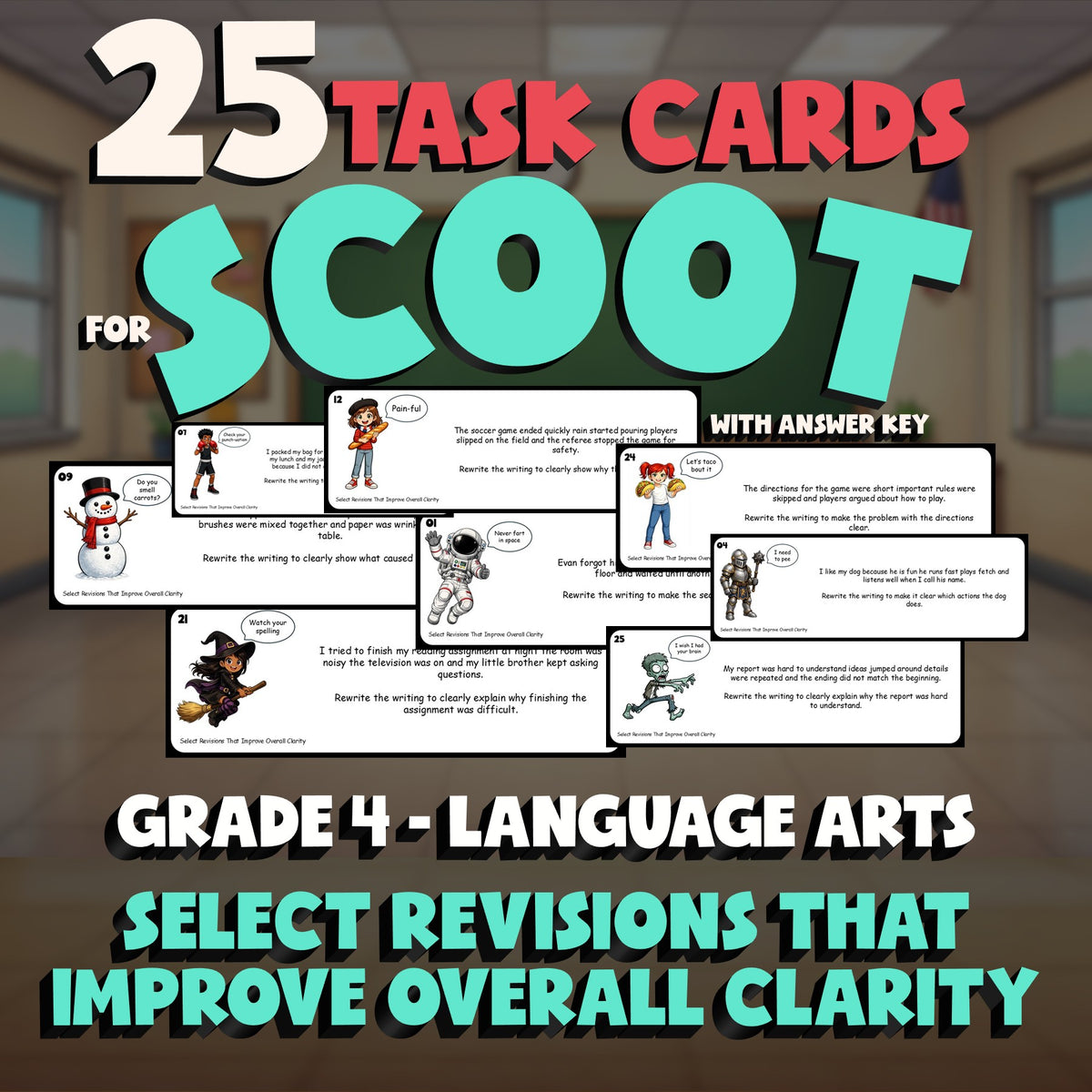Select Revisions That Improve Overall Clarity SCOOT TASK CARDS ELA Game Grade 4