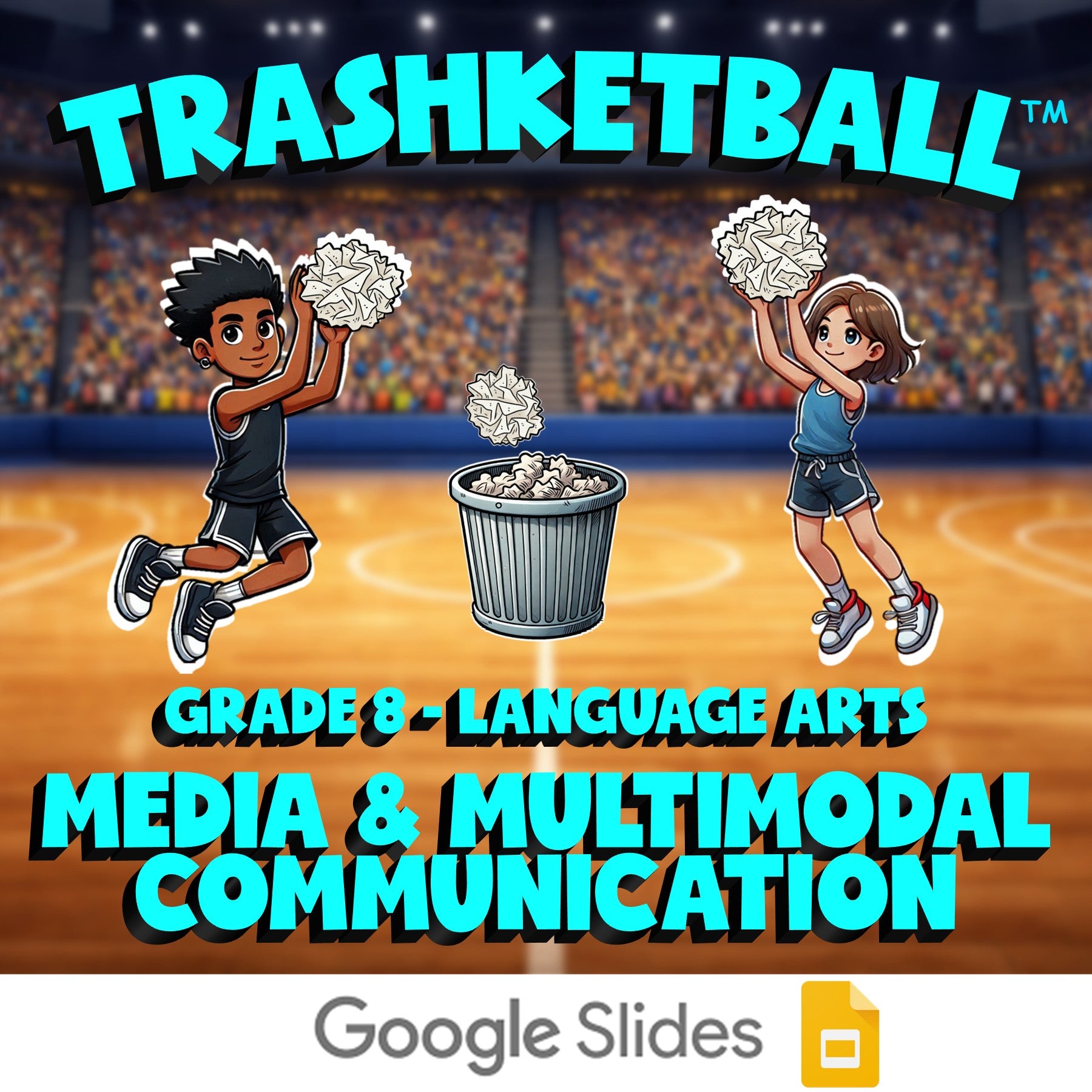 Media & Multimodal Communication TRASHKETBALL ELA Game - No Prep Grade 8 Review