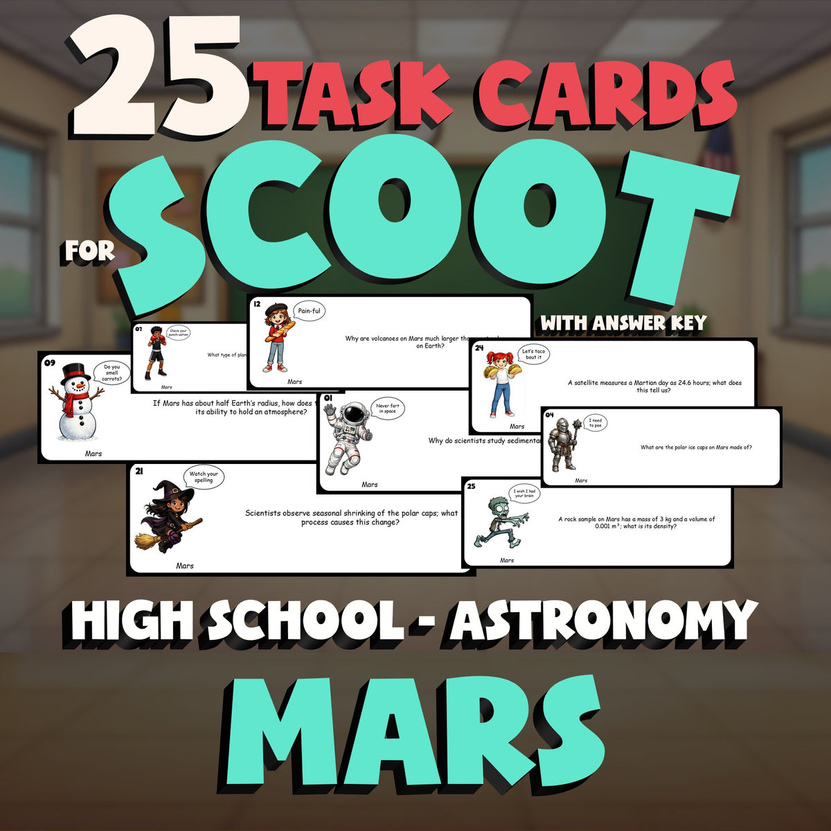Mars SCOOT TASK CARDS Science Game - No Prep Astronomy Review Activity
