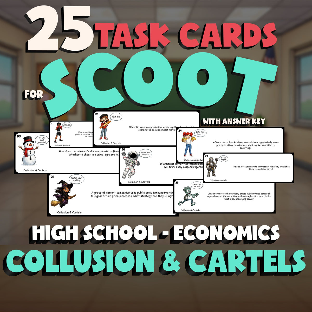 Collusion & Cartels SCOOT TASK CARDS Economics Game - No Prep Review Activity