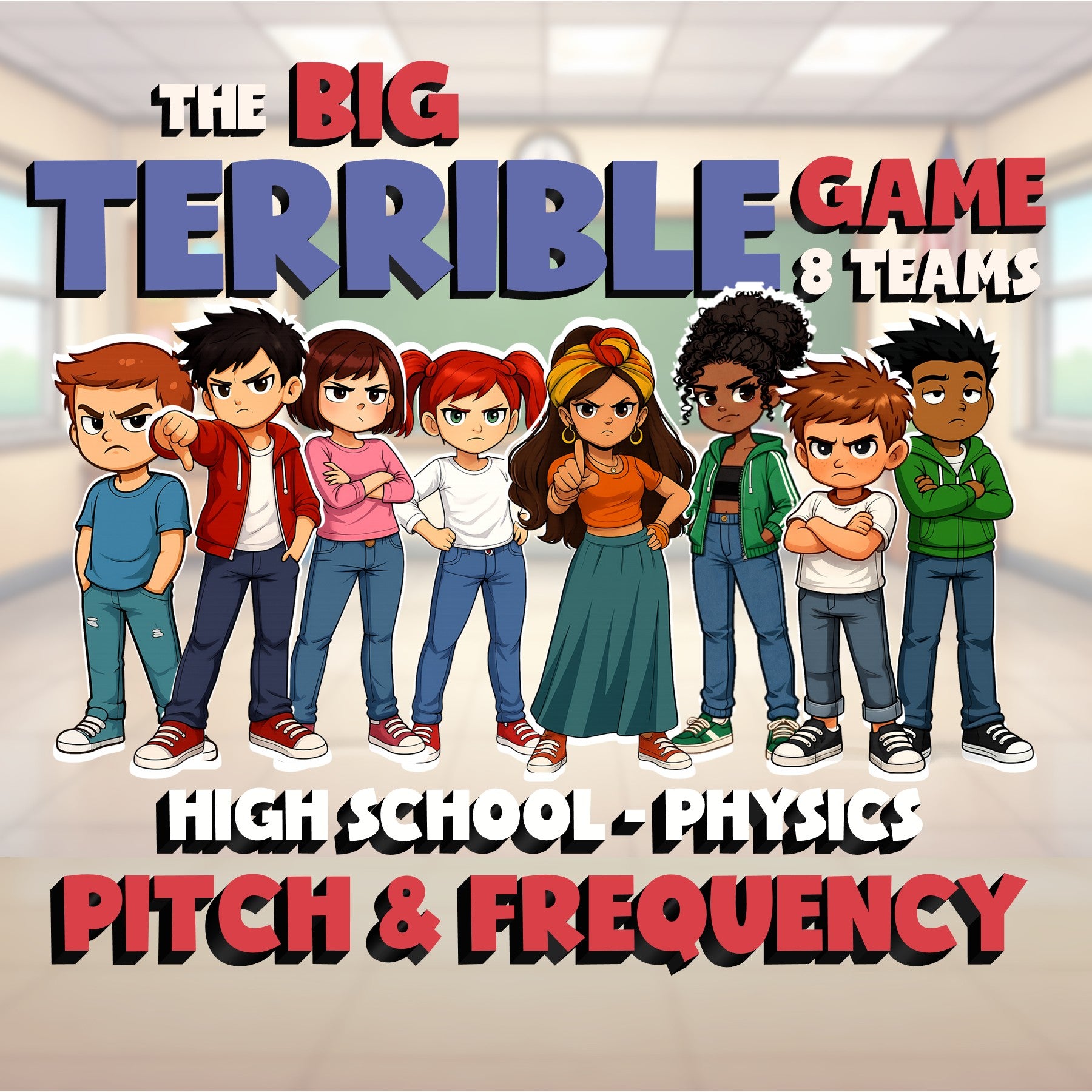 Pitch & Frequency BIG TERRIBLE GAME - No Prep Physics Science Review Activity