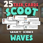 Waves SCOOT TASK CARDS Science Game - No Prep Grade 9 Review Activity
