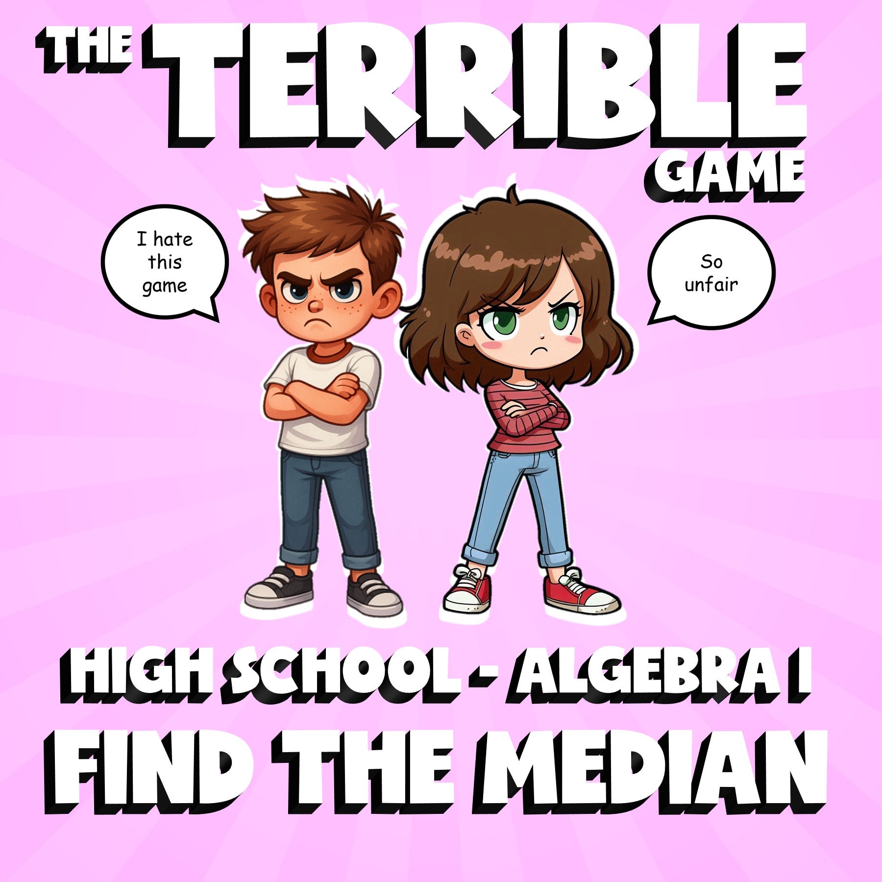 Find the Median THE TERRIBLE GAME - No Prep Algebra 1 Math Review Activity
