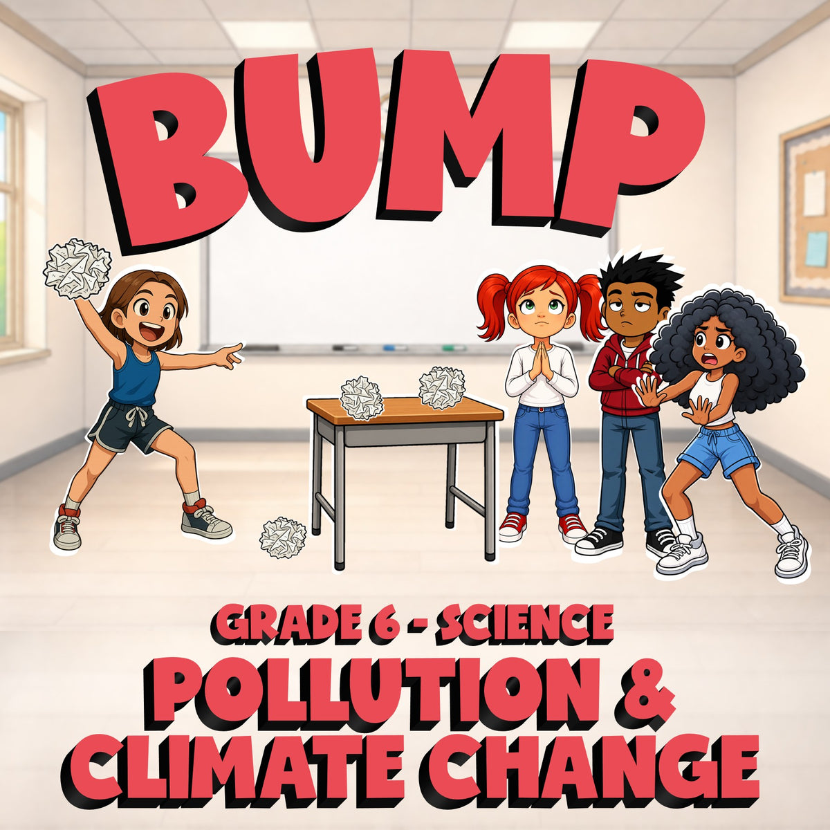 Pollution & Climate Change BUMP Science Game - No Prep Grade 6 Review Activity