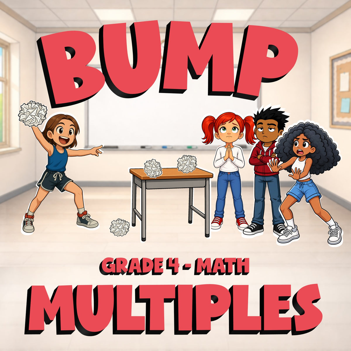 Multiples BUMP Math Game - No Prep Grade 4 Review Activity